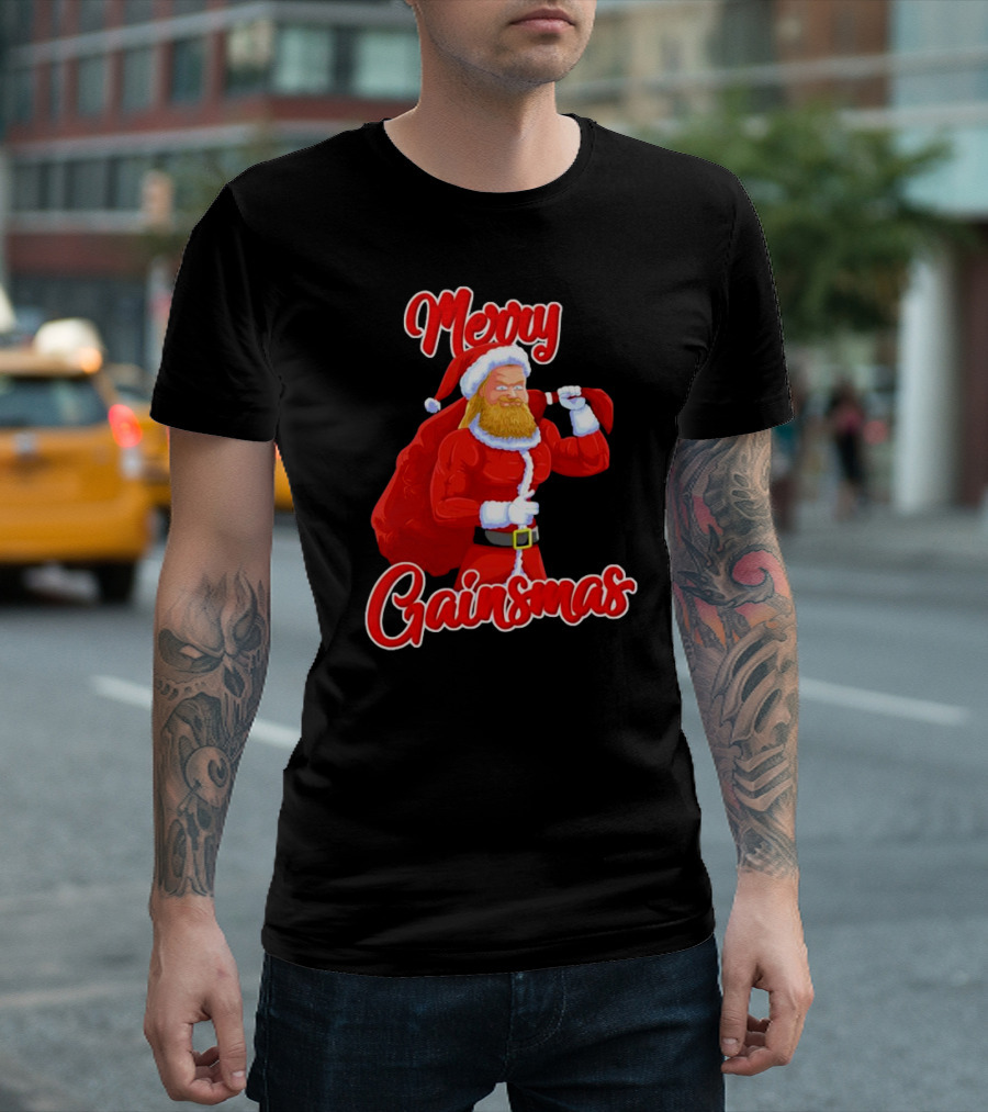 Merry Gainsmas Fitness Santa Bodybuilder T-Shirt