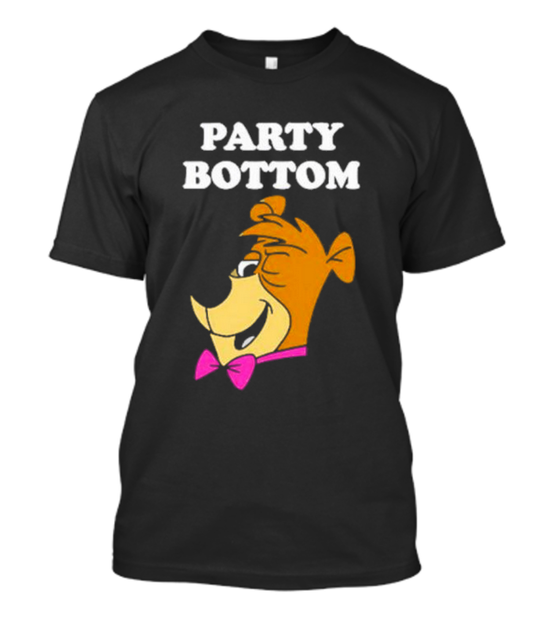 Yogi Bear Party Bottom Fun Cartoon Character With Pink Bow Tie T-Shirt