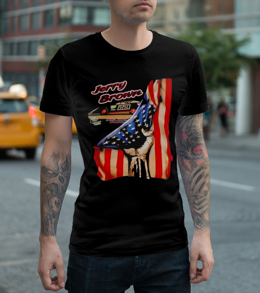 Jerry Brown Blood Inside Me American Flag Race Car 88 T-Shirt