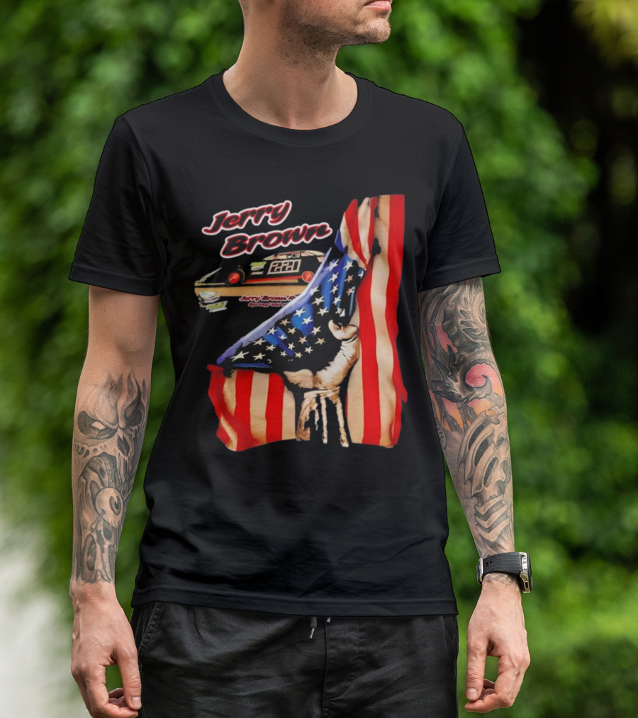 Jerry Brown Blood Inside Me American Flag Race Car 88 T-Shirt