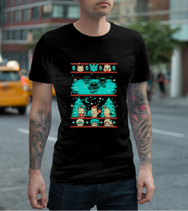 Esper Of Christmas 8-Bit Holiday Pixel Art With Festive Characters T-Shirt