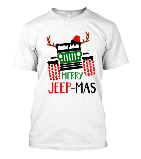 Merry Jeep-Mas Festive Offroad Fun With Antlers And Santa Hat T-Shirt