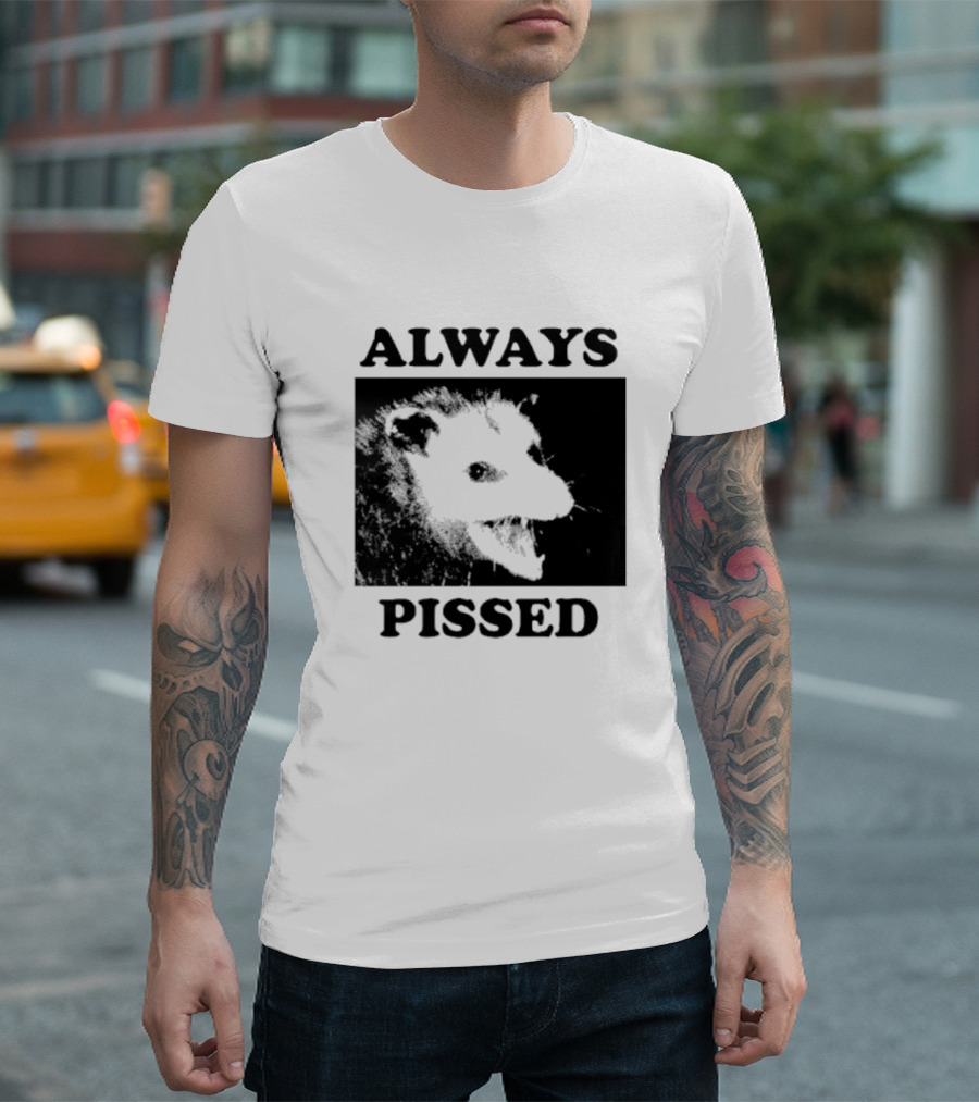 Opossum Always Pissed Black-and-White T-Shirt