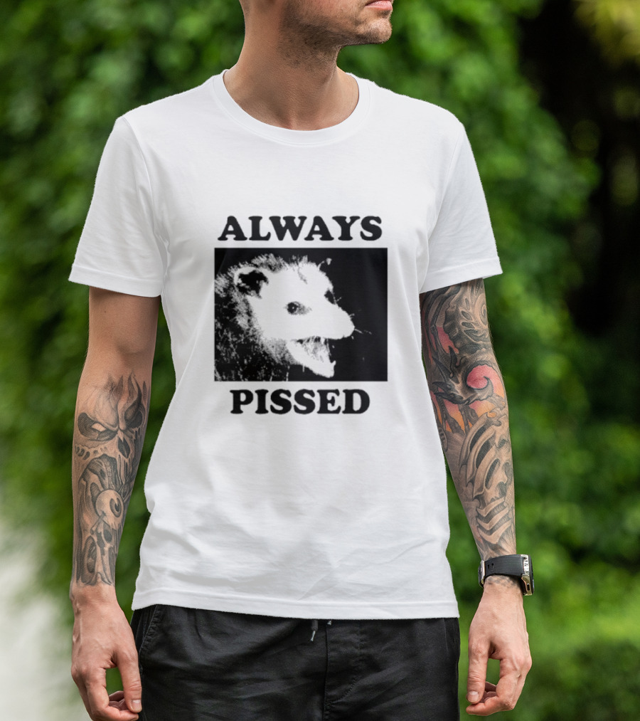 Opossum Always Pissed Black-and-White T-Shirt