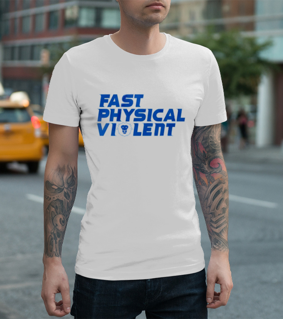 Fast Physical Violent Detroit Lions Blue T-Shirt