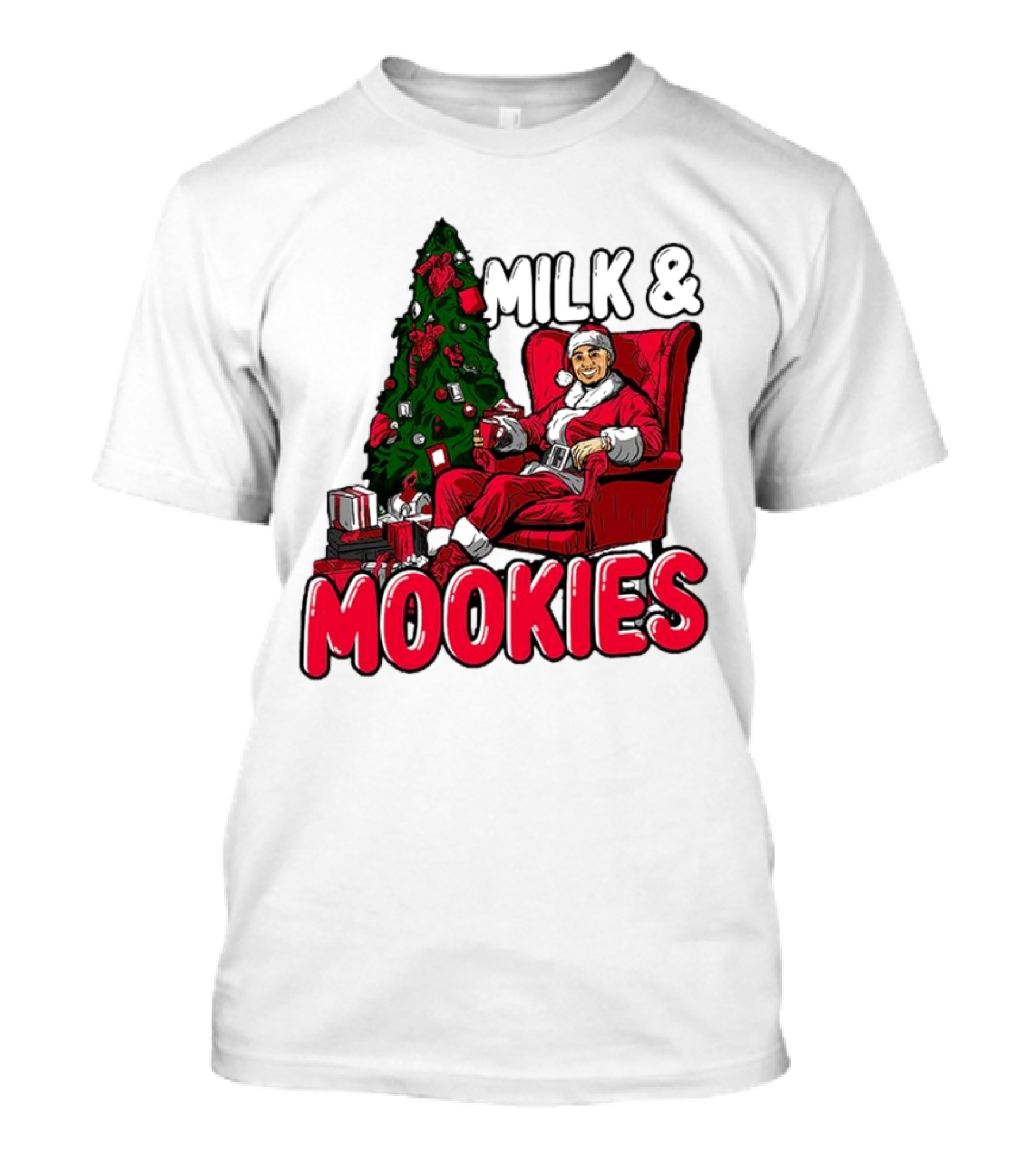 Milk And Mookies Santa By The Christmas Tree T-Shirt