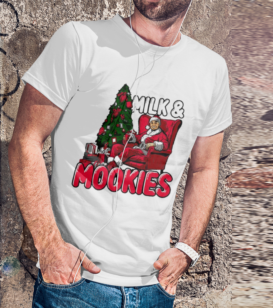 Milk And Mookies Santa By The Christmas Tree T-Shirt