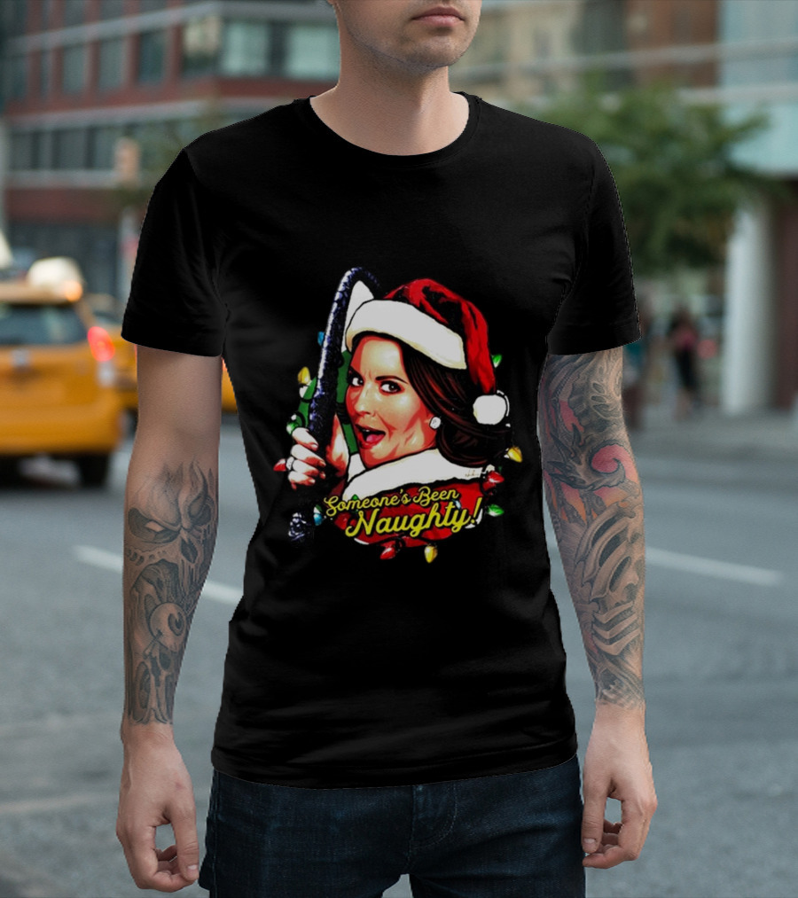Karen Walker Someone’s Been Naughty Christmas Santa Whip Lights T-Shirt