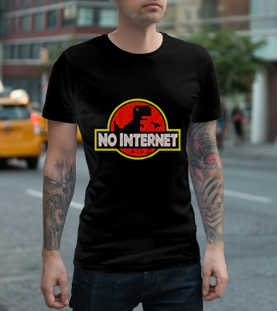 No Internet Dinosaur Jurassic Park T-Shirt