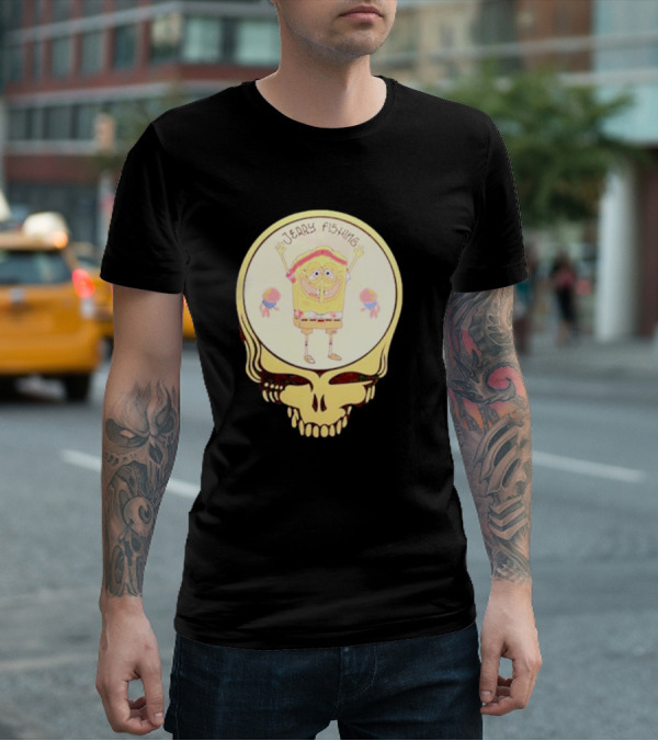 SpongeBob Jerry Fishing Grateful Dead Skull T-Shirt