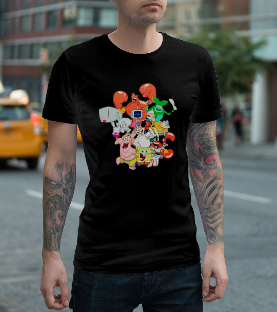 SpongeBob SquarePants Group Shot Pose With Characters From Bikini Bottom T-Shirt