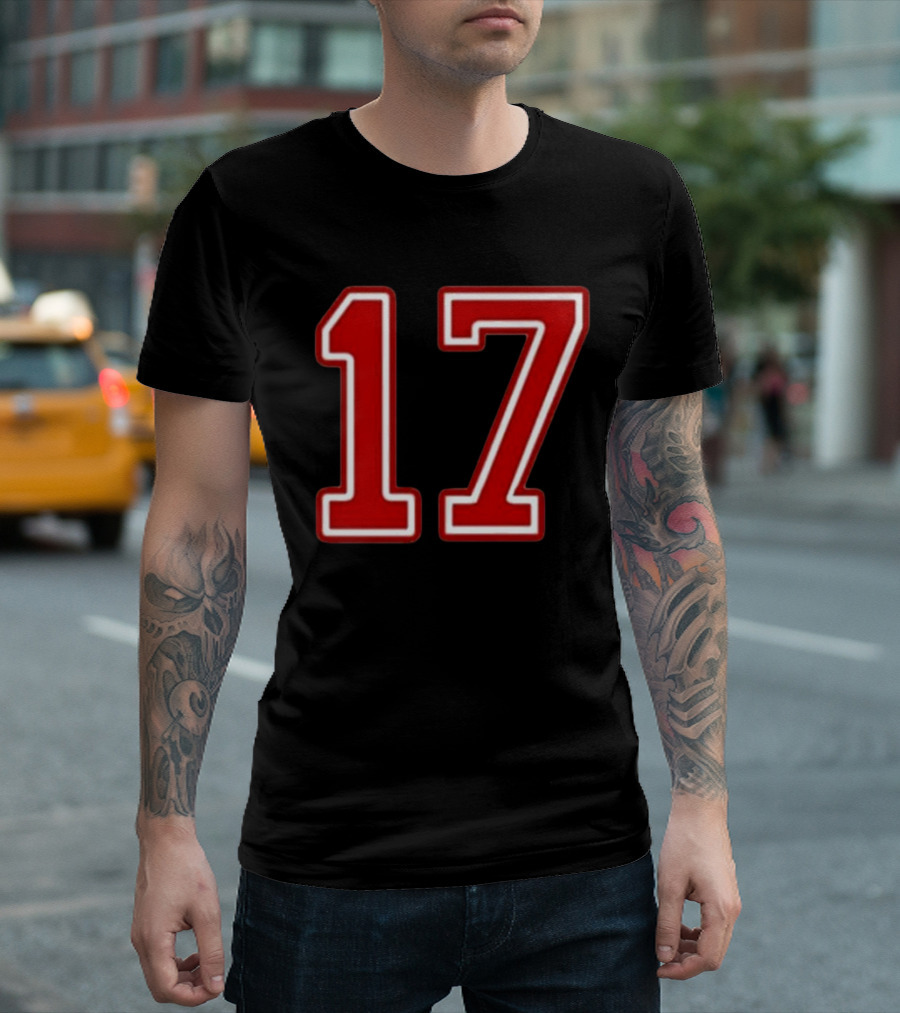 Tate Mcrae Exes Number 17 Red Bold Print T-Shirt