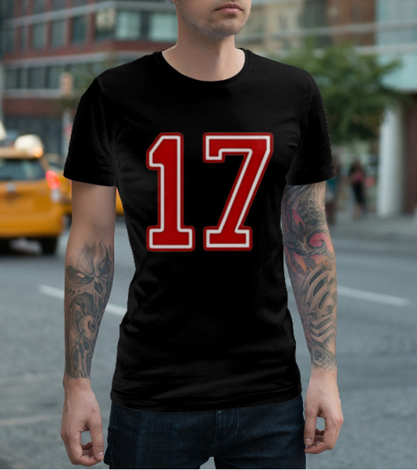 Tate Mcrae Exes Number 17 Red Bold Print T-Shirt