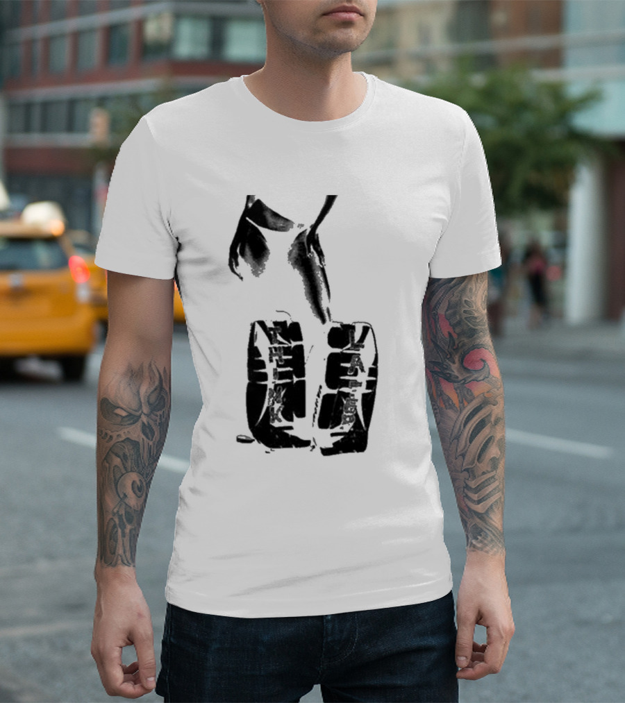 Tatemcrae Think Later Bold Legs Striking Pose in Monochrome T-Shirt