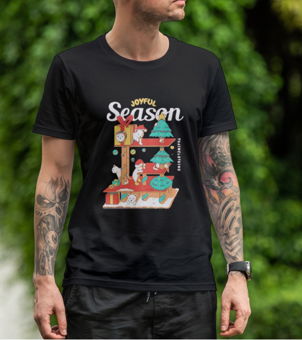 Joyful Season Merry Christmas Yujiinclothing Dog Tree T-Shirt