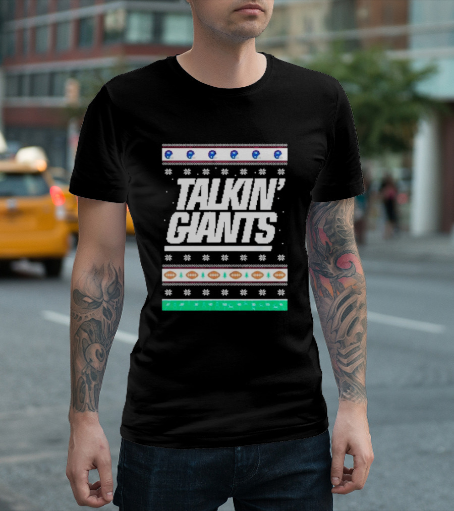 Talkin’ Giants Ugly Christmas Sweater Football T-Shirt