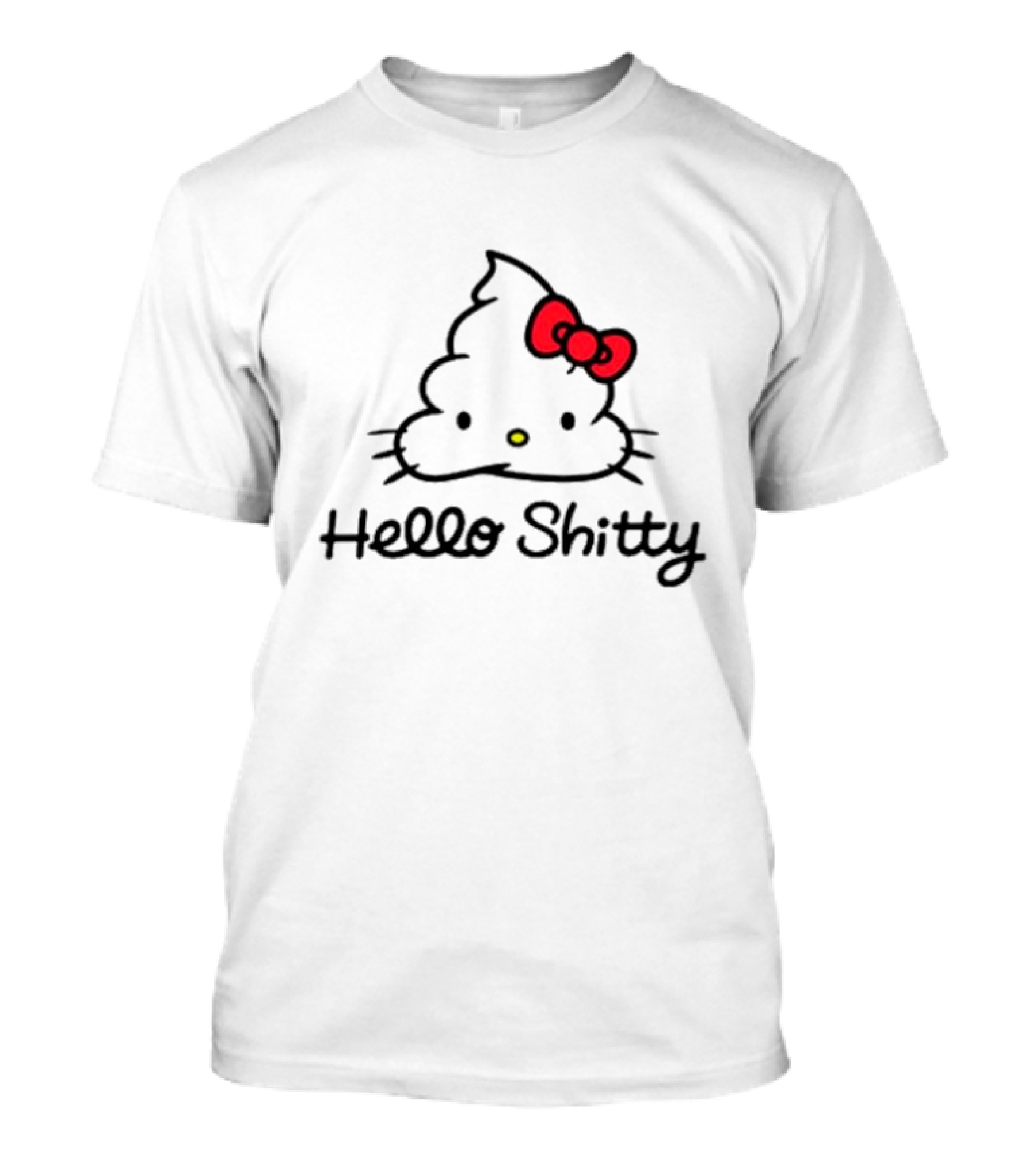 Hello Shitty Poop Emoji Parody With Red Bow T-Shirt