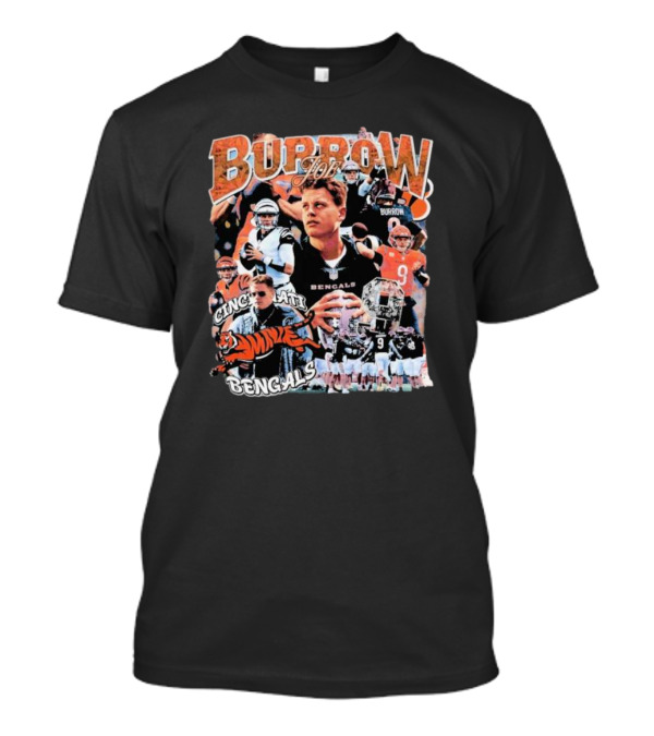 Joe Burrow Cincinnati Bengals Quarterback Collage Tiger Team Spirit T-Shirt