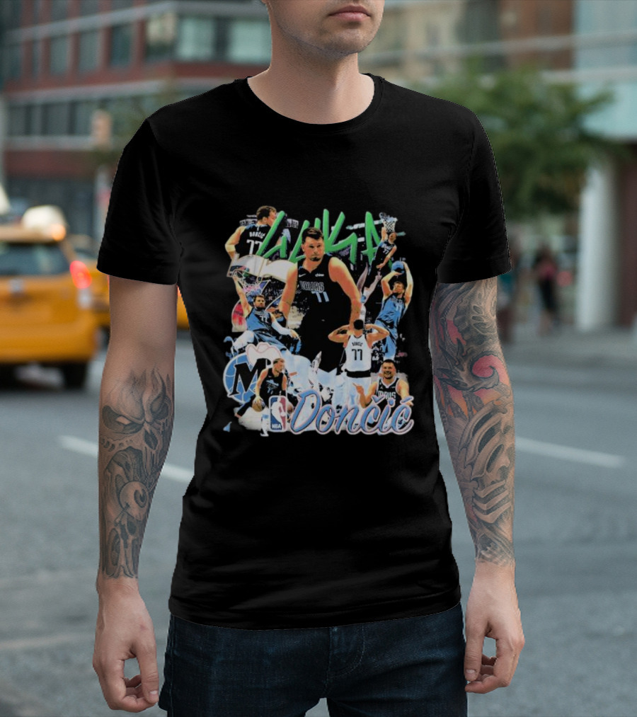 Luka Dončić NBA Mavericks 77 Action Collage T-Shirt