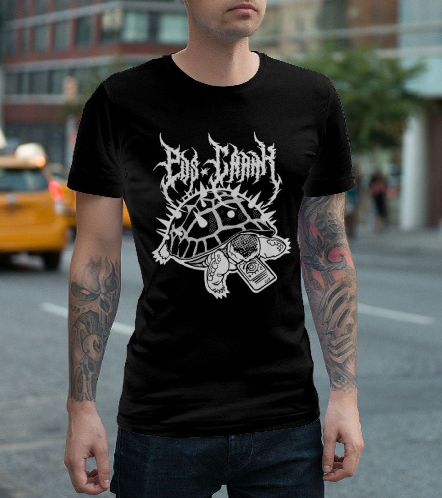 Pus Cran Heavy Metal Turtle With Spiky Shell And Saw Blade T-Shirt