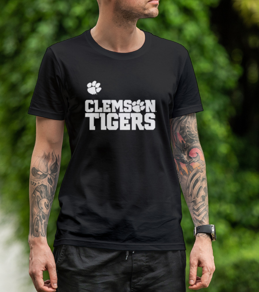 Sam Howell Wearing Clemson Tigers Paw T-Shirt