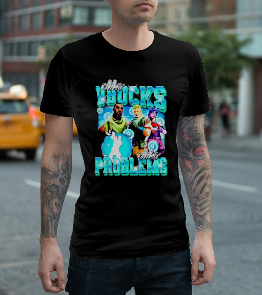 Mo VBucks Mo Problems Fortnite Characters and Dancing T-Shirt