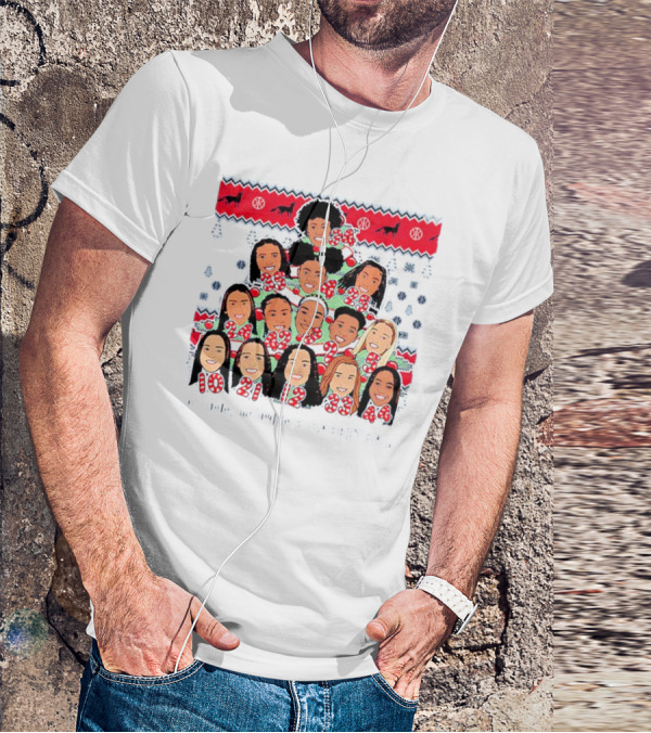 UConn Women's Basketball Player Caricatures Christmas T-Shirt