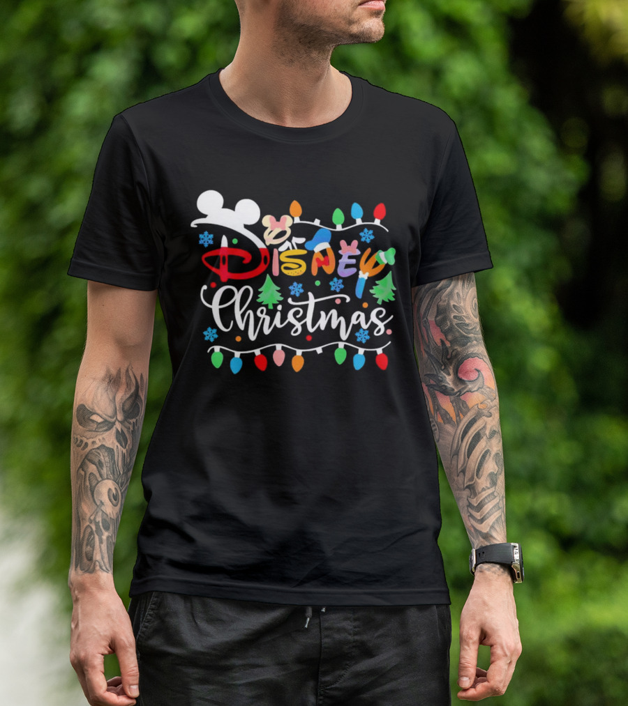 Disney Christmas Lights Festive Icons And Holiday Elements T-Shirt