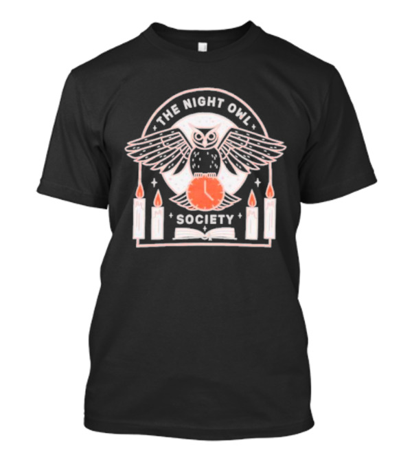 The Night Owl Society Midnight Clock With Candles And Book T-Shirt