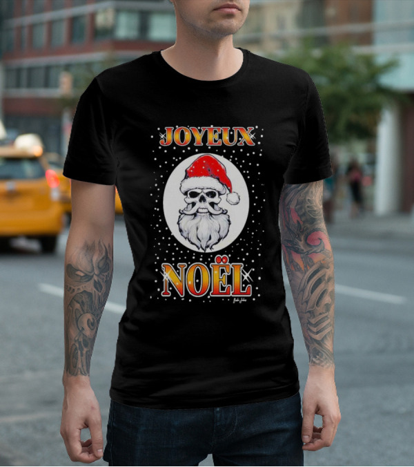 Joyeux Noël Skull Santa Hat Festive T-Shirt