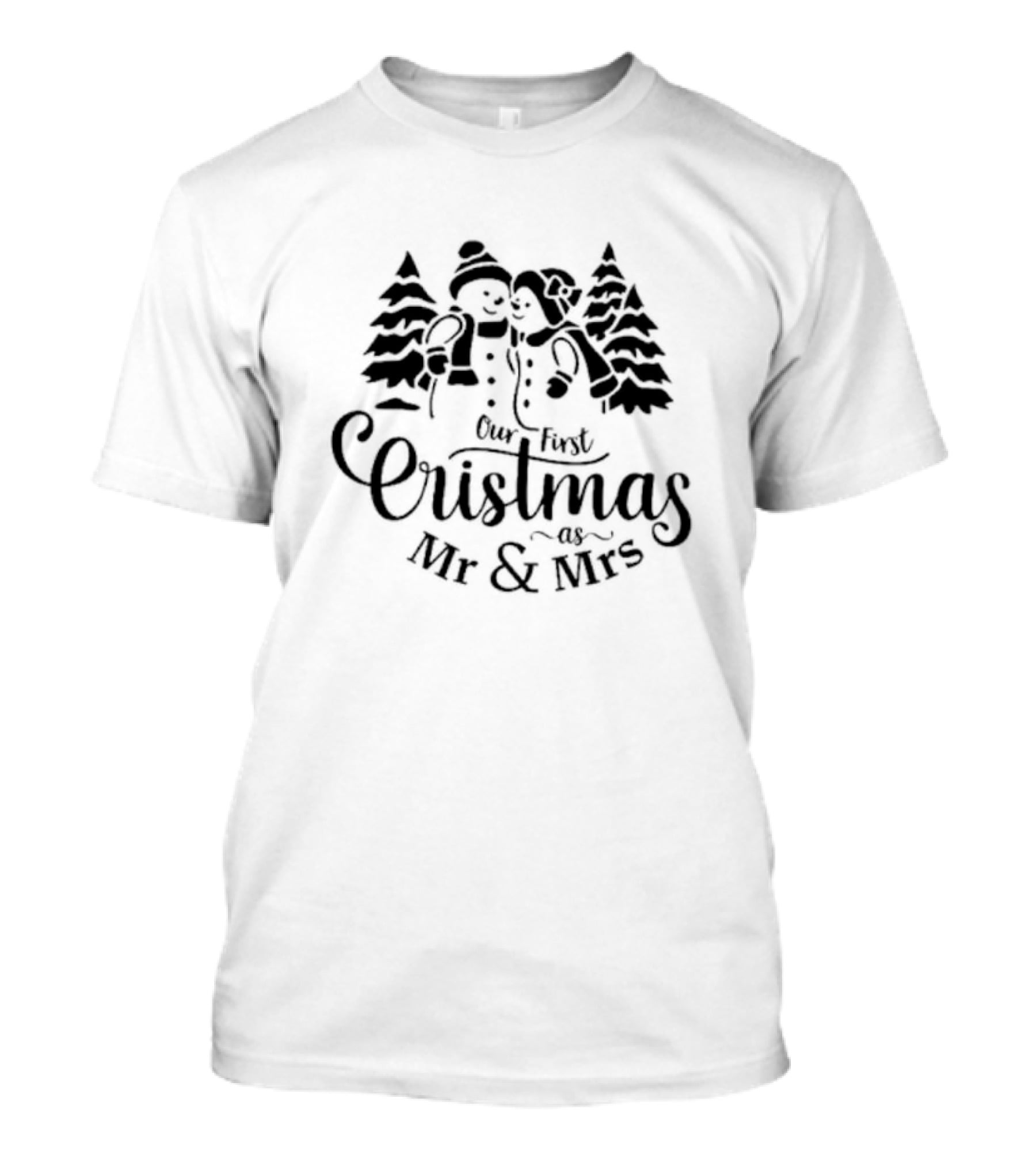 Our First Christmas As Mr And Mrs Snowman Couple Matching Holiday T-Shirt