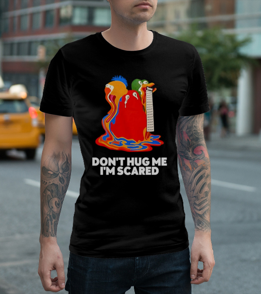 Don't Hug Me I'm Scared Melting Characters with Medium Tag T-Shirt