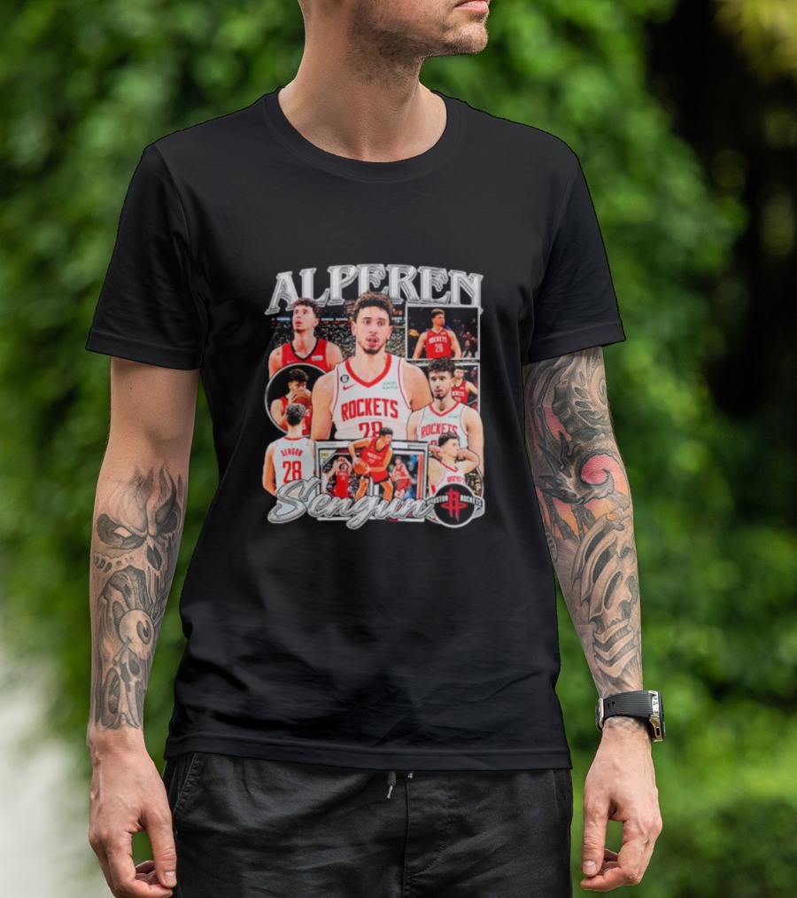 Alperen Sengun Houston Rockets Basketball Player Collage And Team T-Shirt