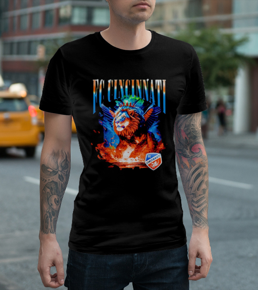 FC Cincinnati Winged Lion Fiery Crest T-Shirt