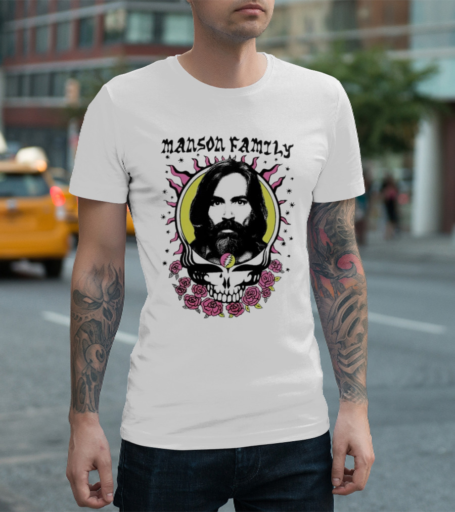 Manson Family Skull Roses Artwork with Grateful Dead T-Shirt
