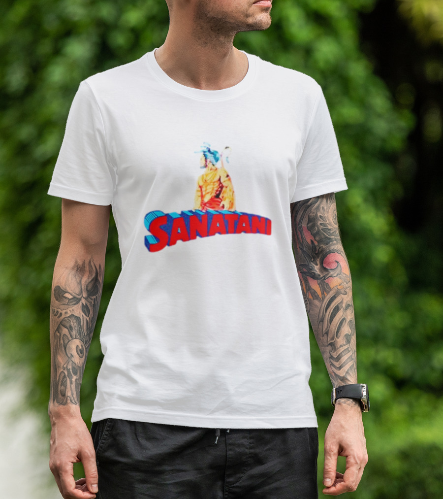 Sanatani Warrior Artwork Featuring Traditional Figure T-Shirt