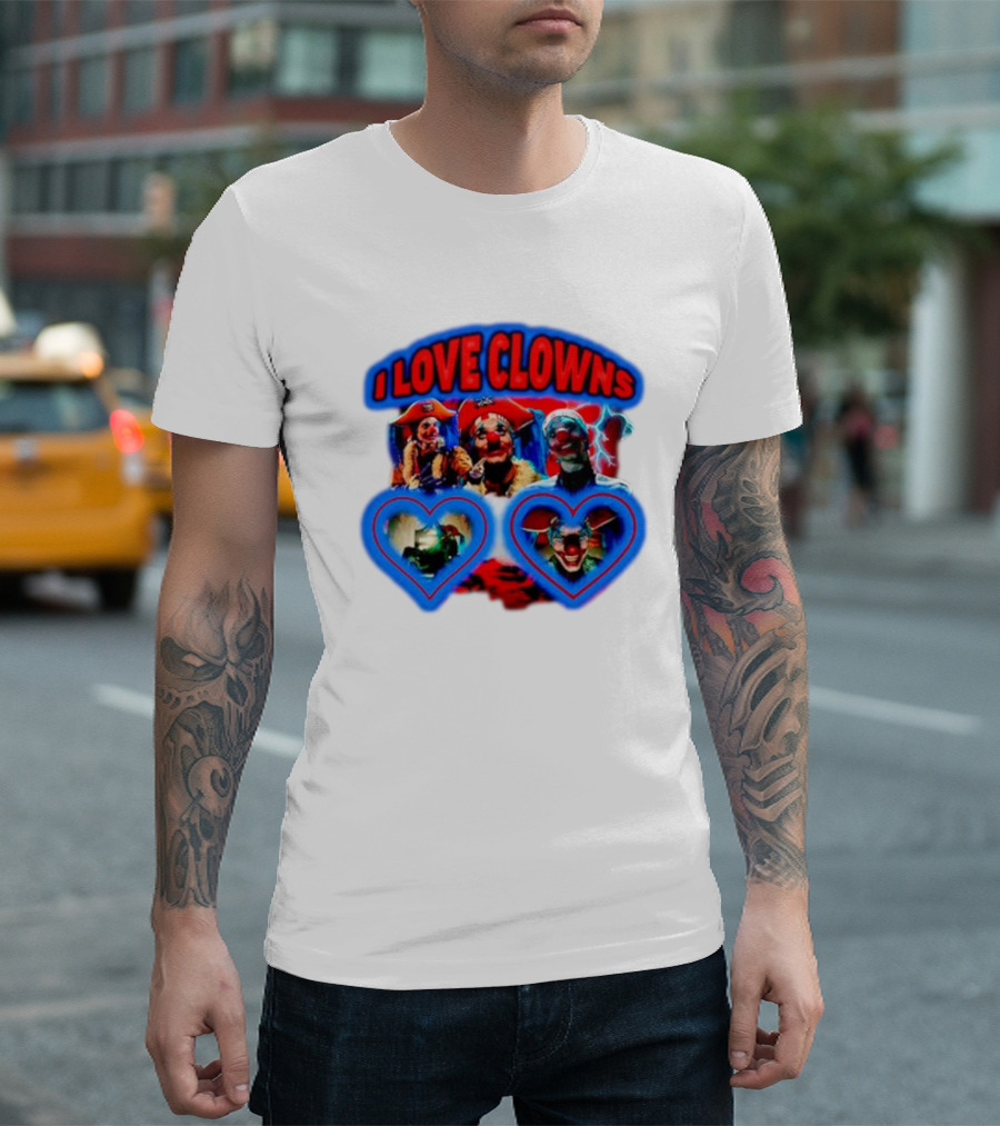 I Love Clowns Colorful Heart Faces T-Shirt