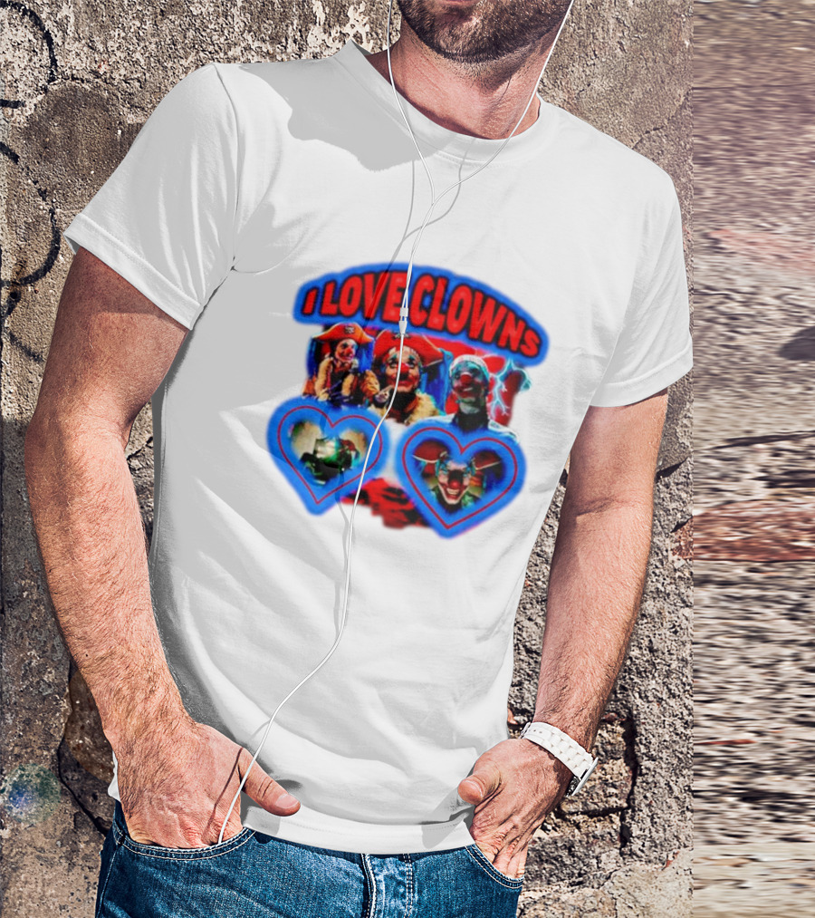 I Love Clowns Colorful Heart Faces T-Shirt