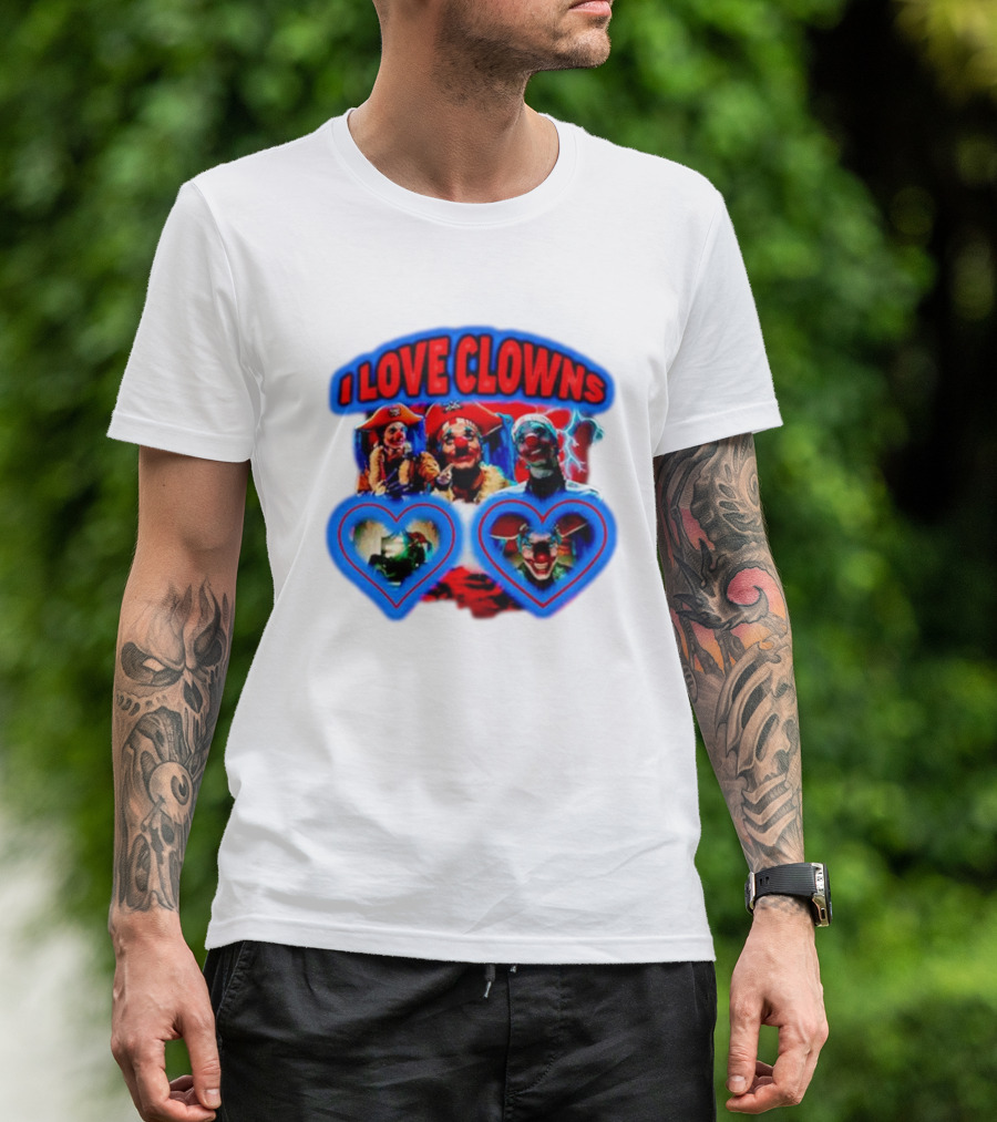 I Love Clowns Colorful Heart Faces T-Shirt