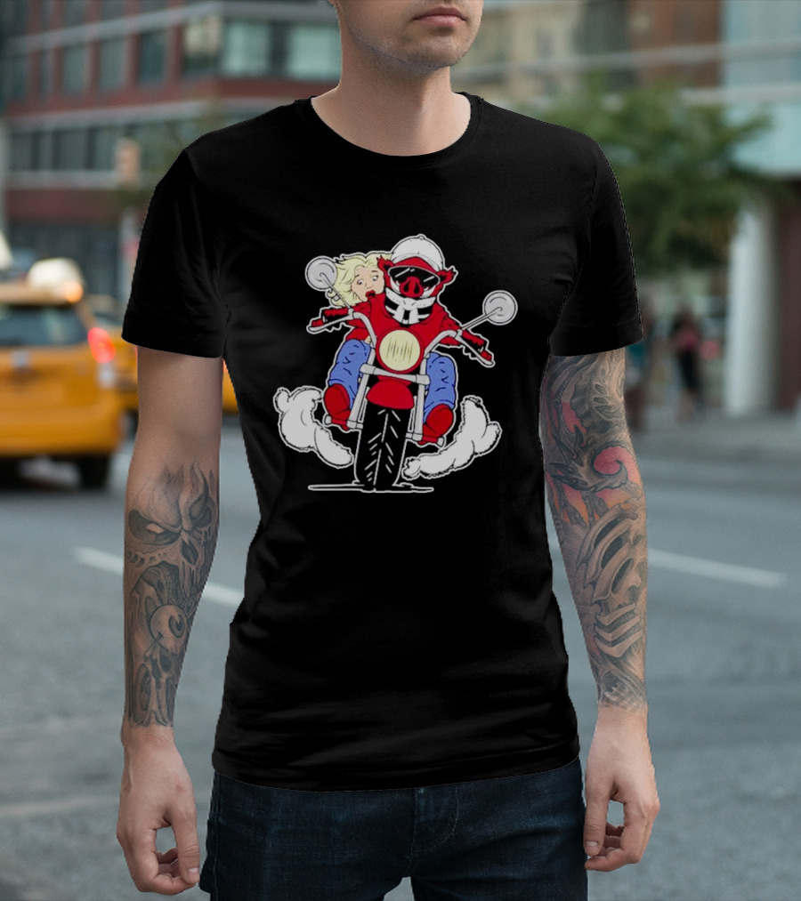 Arkansas Razorbacks Pig Riding Motorcycle with Passenger T-Shirt