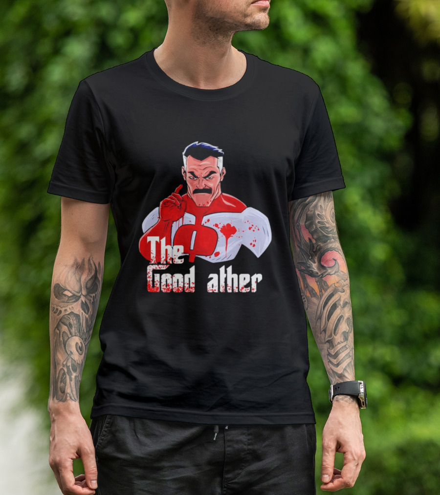 Omni Dad The Good Father Superhero Parody Red And White Costume T-Shirt