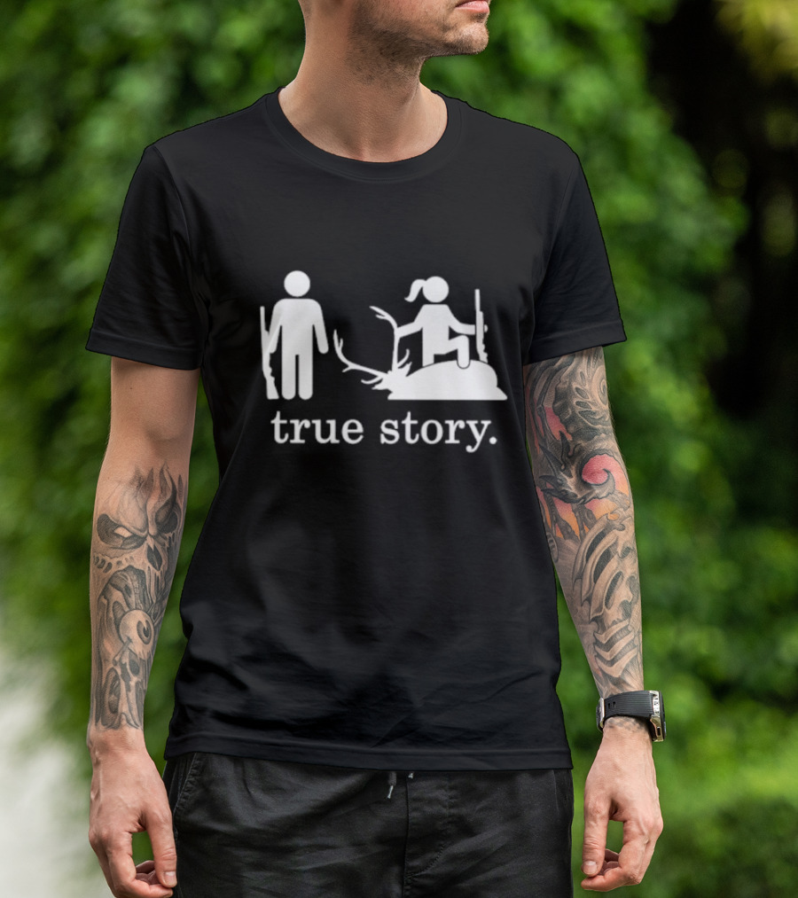 Hunting True Story Deer Silhouette With Rifle Icons T-Shirt