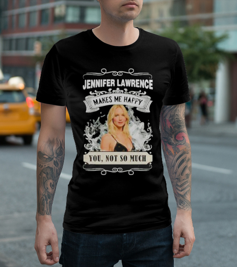 Jennifer Lawrence Makes Me Happy You Not So Much Cloud Motif T-Shirt
