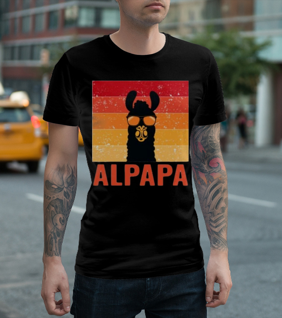 Alpapa Llamafathers Day Vintage Groovy T-Shirt