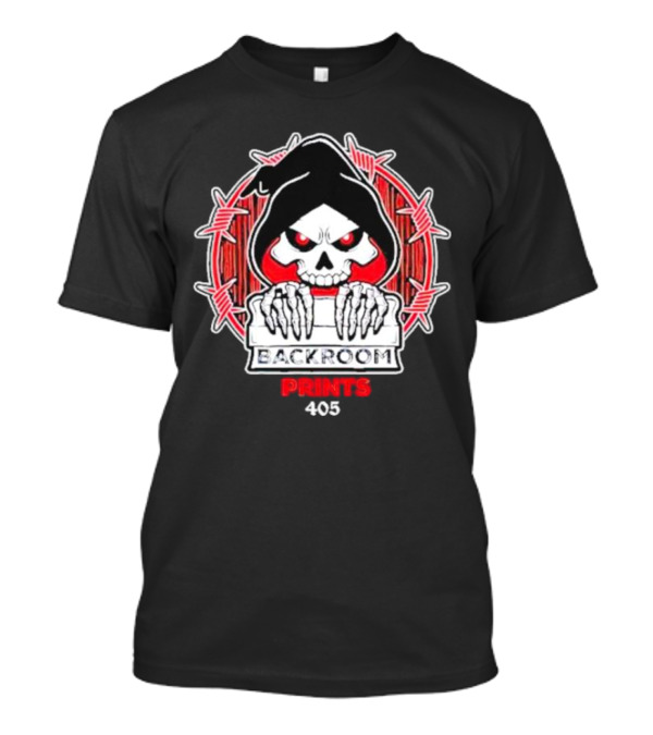 Backroom Prints 405 Reaper Skull Barbed Wire T-Shirt