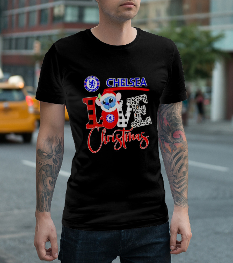 Chelsea Football Club Stitch Love Christmas T-Shirt