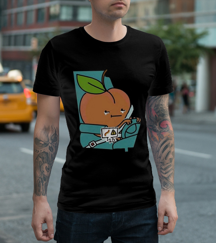 Peach Driving with Tears Fastened in Seatbelt Warning Signal T-Shirt