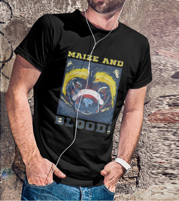 Michigan Wolverines Maize And Blood Wolverine Face T-Shirt