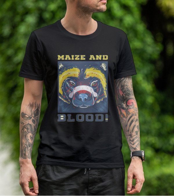 Michigan Wolverines Maize And Blood Wolverine Face T-Shirt