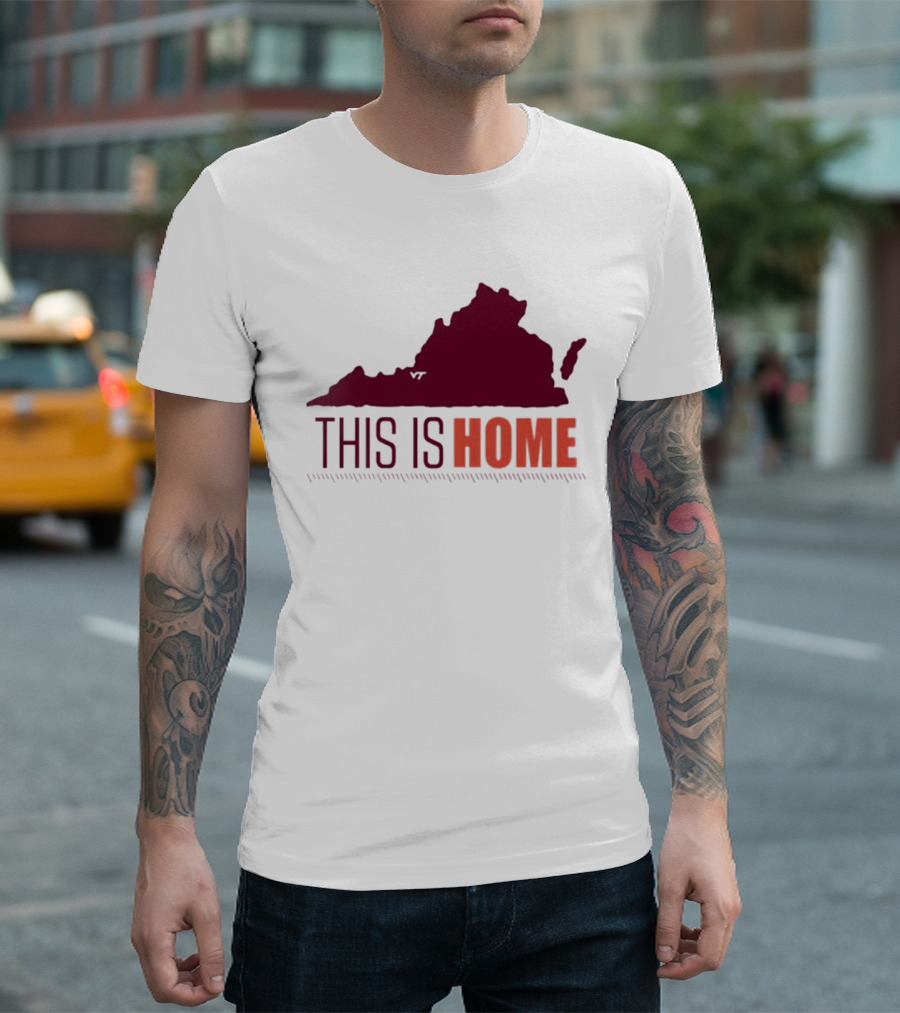 Virginia Tech Football This Is Home Virginia Map T-Shirt